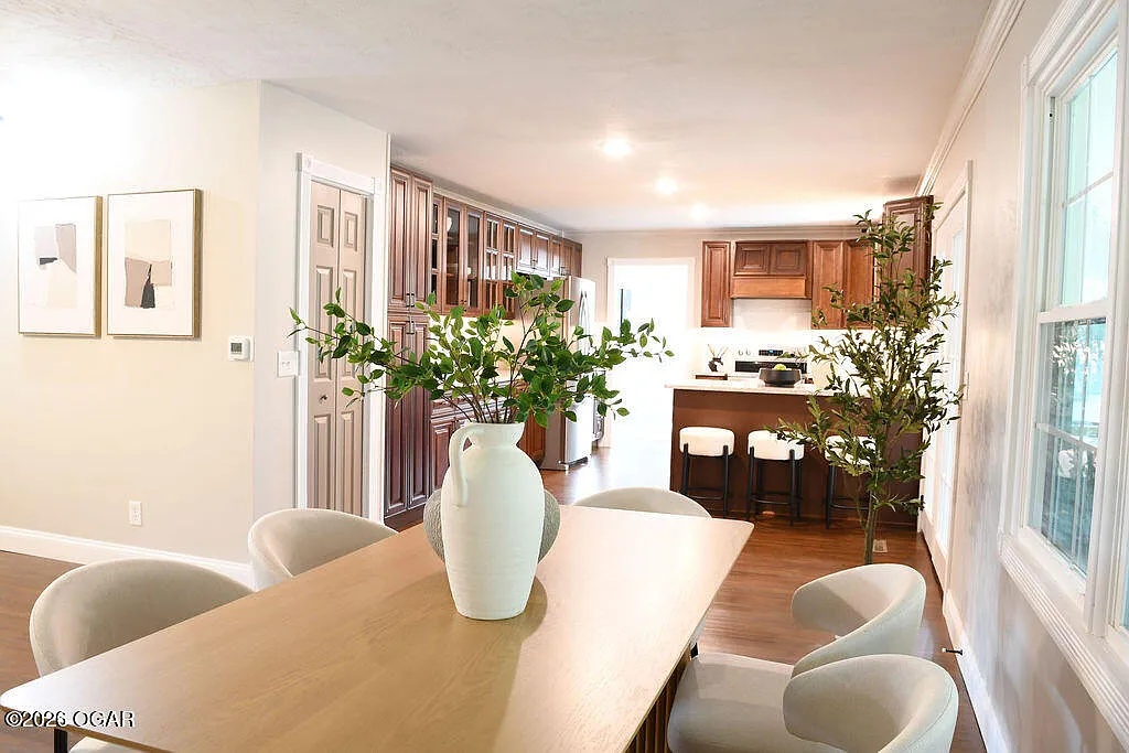 Dining room and kitchen view after home staging on West Ellison Drive, Springfield, MO
